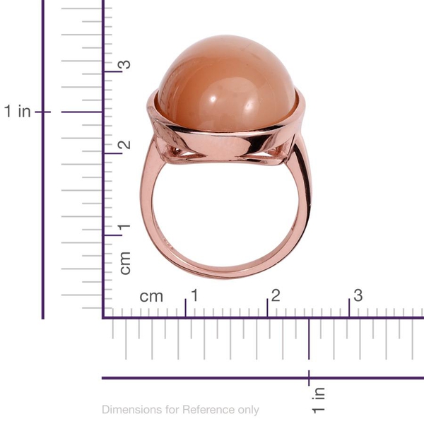 Mitiyagoda Peach Moonstone (Ovl) Solitaire Ring in Rose Gold Overlay Sterling Silver 20.000 Ct.