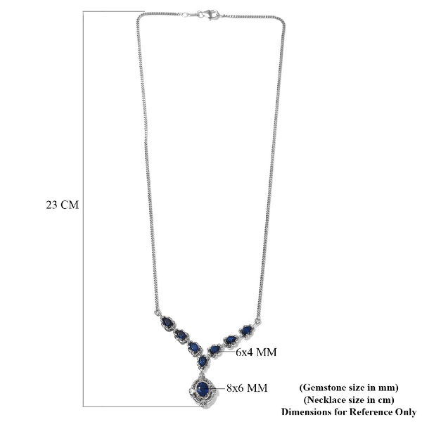 Tanzanian Blue Spinel Necklace (Size 20) in Platinum Overlay Sterling Silver 4.70 Ct, Silver wt. 11.50 Gms