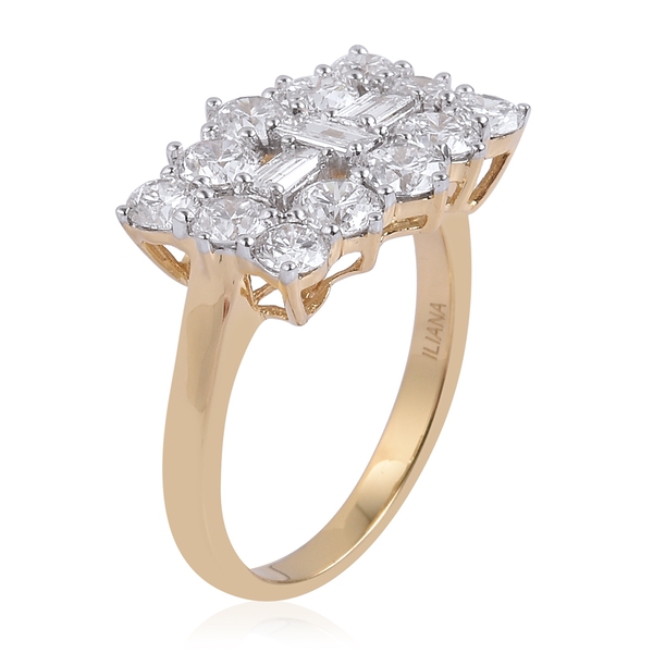 Collectors Edition- ILIANA 18K Yellow Gold IGI Certified Diamond (SI/G-H) Boat Cluster Ring 2.00 Ct