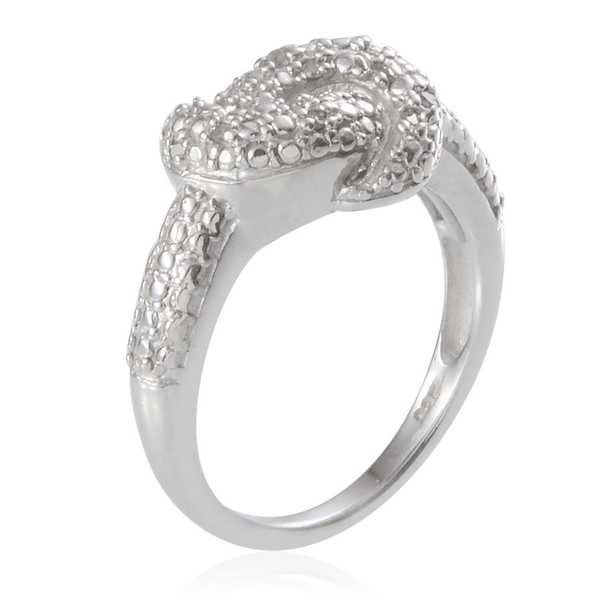 Diamond (Rnd) Knot Ring in Platinum Overlay Sterling Silver 0.100 Ct.
