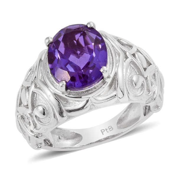Lavender Alexite (Ovl) Solitaire Ring in ION Plated Platinum Bond