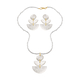 2 Piece Set - White Shell Pearl Pendant with Necklace (Size 22) and Earrings (With Push Back) in Yel