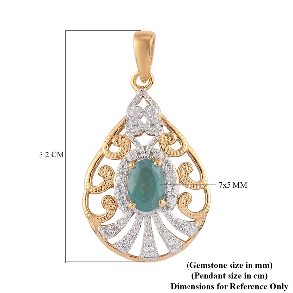Grandidierite and Natural Cambodian Zircon Pendant in 14K Gold Overlay Sterling Silver 1.26 Ct.