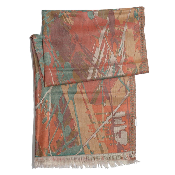 100% Superfine Silk Multi Colour Jacquard Jamawar Shawl with Fringes (Size 175x70 Cm) (Weight 125-140 Grams)