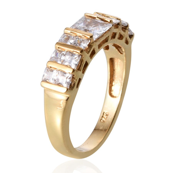 AAA Simulated Diamond (Sqr) Ring in 14K Gold Overlay Sterling Silver