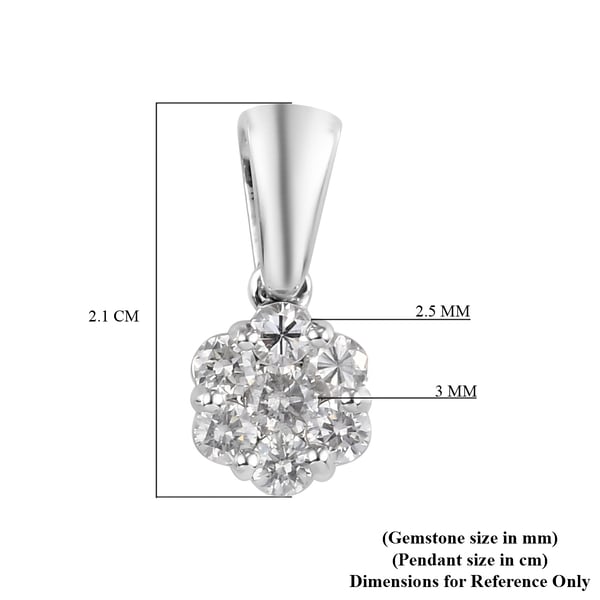 9K White Gold SGL Certified Diamond (I3/G-H) Pendant 0.50 Ct.
