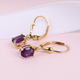 Amethyst Lever Back Earrings in 14K Gold Overlay Sterling Silver 1.39 Ct.