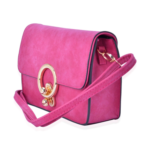 Fuchsia Colour Crossbody Bag with Adjustable and Removable Shoulder Strap (Size 23.5x15.5x7.5 Cm)