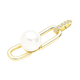 White Shell Pearl and Simulated Diamond Paperclip Pendant in Yellow Gold Overlay Sterling Silver