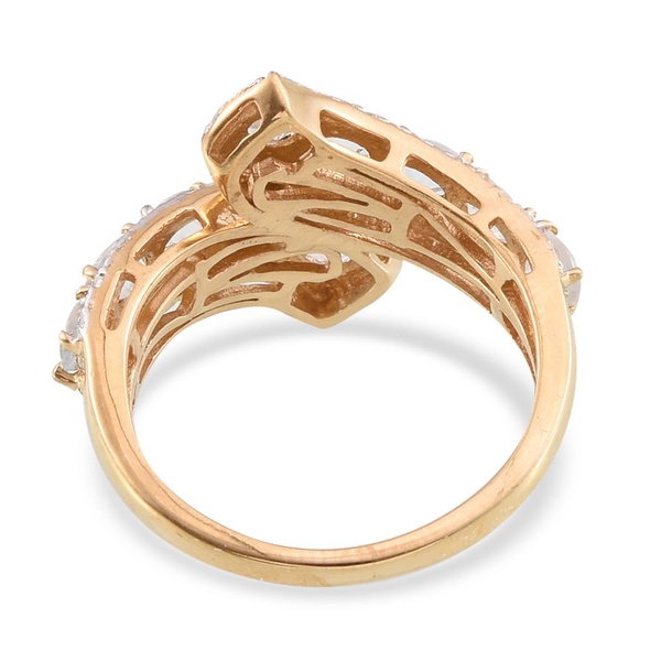 Espirito Santo Aquamarine (Ovl) Crossover Ring in 14K Gold Overlay Sterling Silver 1.500 Ct.