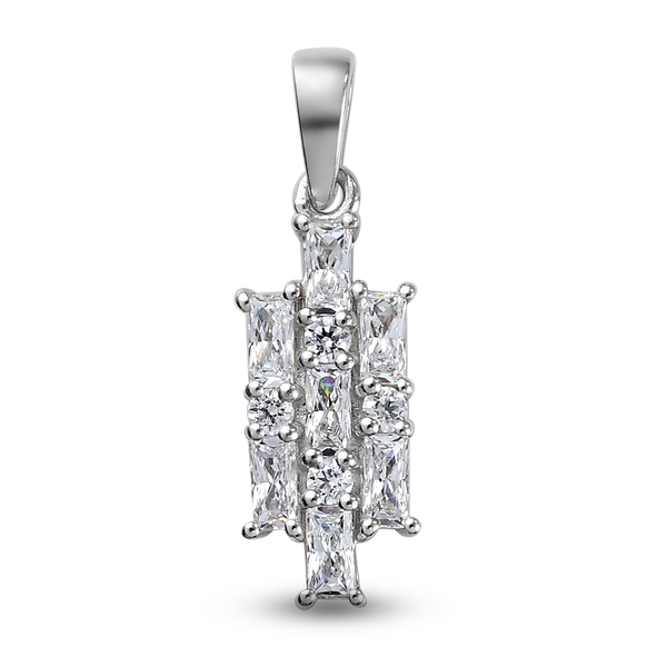 Lustro Stella Platinum Overlay Sterling Silver Pendant Made with Finest CZ 1.40 Ct.