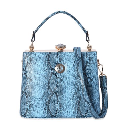 Snake Pattern Tote Bag with Detachable Shoulder Strap in Blue Colour Size 22x14x18 Cm - 3517066 ...