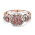 9K Rose Gold Natural Pink Diamond and White Diamond (I3/G-H) Ring (Size M) 0.50 Ct.