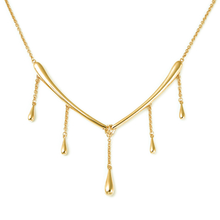 LucyQ Tear Collection - 2 in 1 Yellow Gold Overlay Sterling Silver Necklace (Size 18/24/26), Silver 