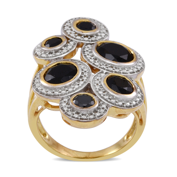 Boi Ploi Black Spinel (Rnd 1.71 Ct) Ring in 14K Gold Overlay Sterling Silver 4.470 Ct.