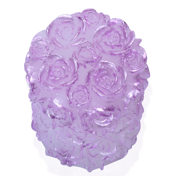 Home Decor - Set of 2 - 7 Colours Changing LED Purple Colour Rose Pattern Flameless Wax Candles (Size 6.5x7.5 Cm)
