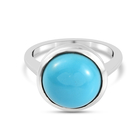 Arizona Sleeping Beauty Turquoise Solitaire Ring (Size V) in Platinum Overlay Sterling Silver 4.70 Ct.
