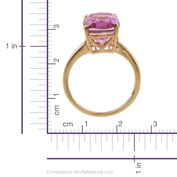 Kunzite Colour Quartz (Cush) Solitaire Ring in 14K Gold Overlay Sterling Silver 6.000 Ct.