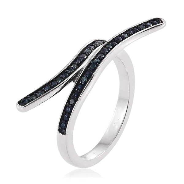 Blue Diamond (Rnd) Crossover Ring in Platinum Overlay Sterling Silver 0.100 Ct.