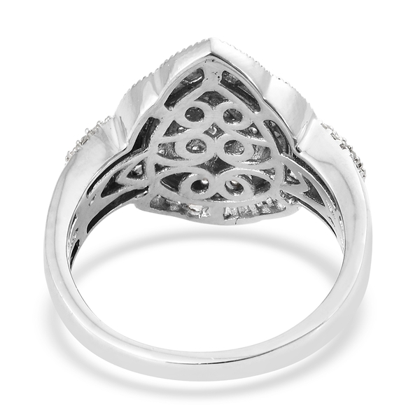 Diamond (Rnd) Ring in Platinum Overlay Sterling Silver 0.950 Ct. Silver wt 5.41 Gms. Number of Diamonds 145