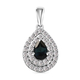 Natural Monte Belo Indicolite and Natural Cambodian Zircon Pendant in Platinum Overlay Sterling Silv