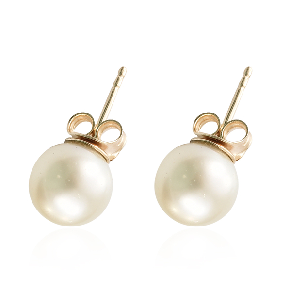 AA White South Sea Pearl Stud Earring in 9K White Gold With Push Back