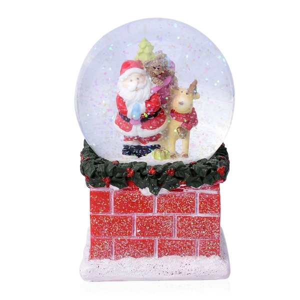 Home Decor - Santa Glitter Musical Globe with Tree and Red Brick Base