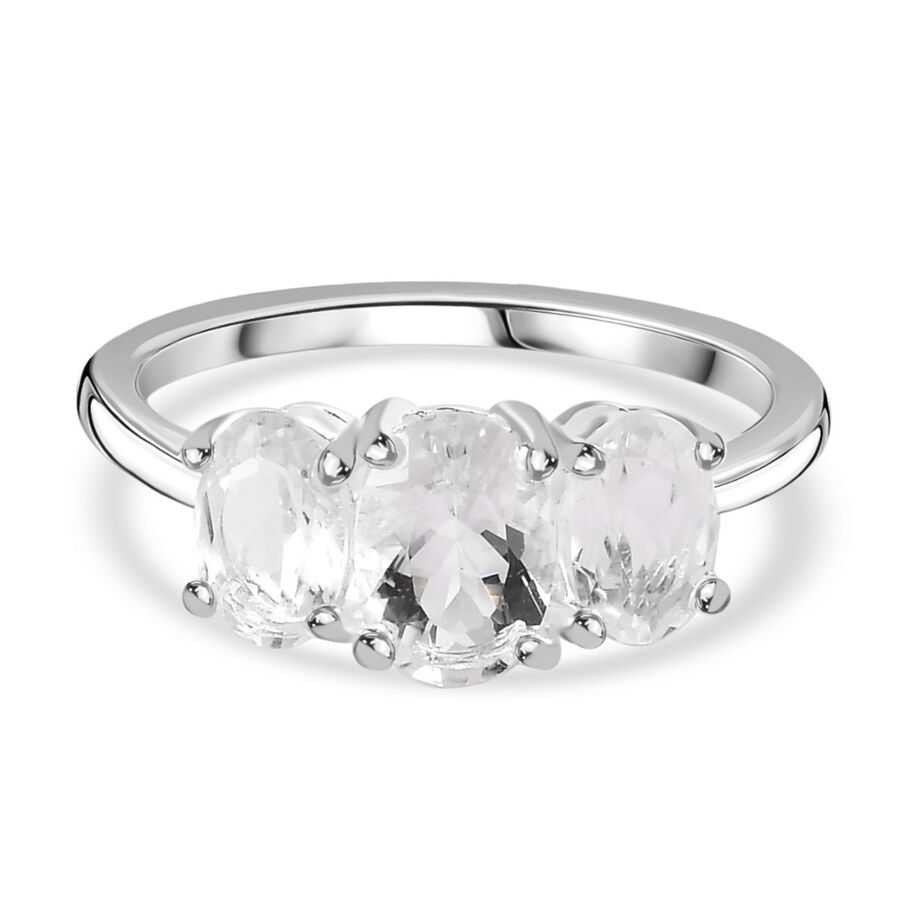 Petalite 3 Stone Ring in Sterling Silver 1.32 Ct.