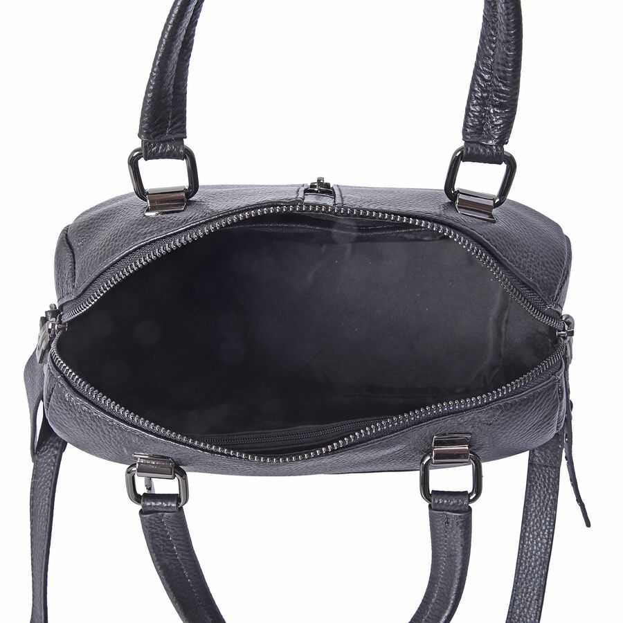 100% Genuine Leather Black Colour Tote Bag with Removable Shoulder Strap Size 31x14x19 Cm ...