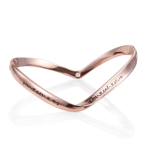 Kimberley A Wish From Me Collection Natural Cambodian Zircon (Rnd) Bangle (Size 7.5) in Rose Gold Ov