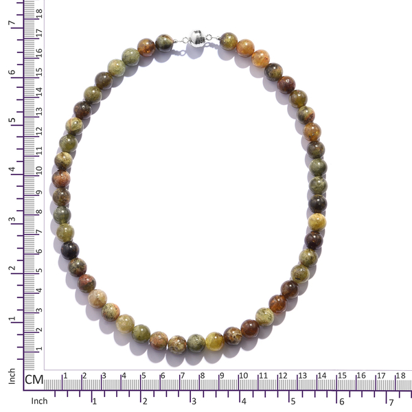 Extremely Rare AAA Mali Garnet (Rnd 10mm) Beads Necklace (Size 18) in Rhodium Overlay Sterling Silver with Magnetic Lock 420.000 Ct.