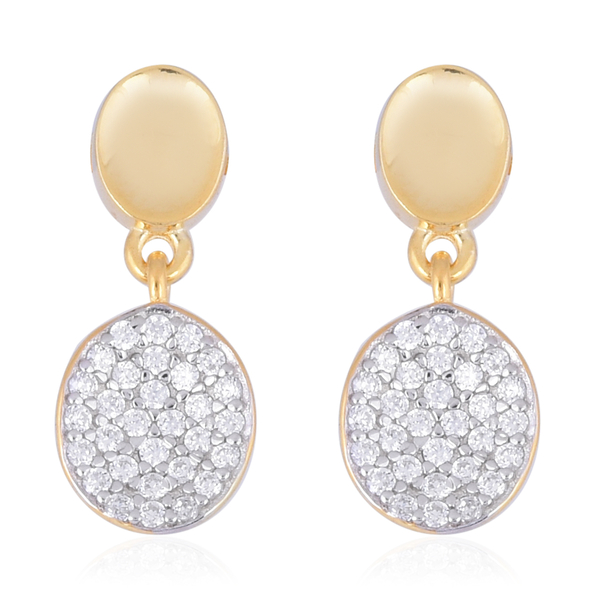 ELANZA Simulated White Diamond Cluster Earrings (with Push Back) in Gold & Rhodium Overlay Sterling 