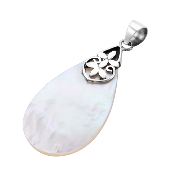 Royal Bali Collection - Mother of Pearl Drop Pendant in Sterling Silver