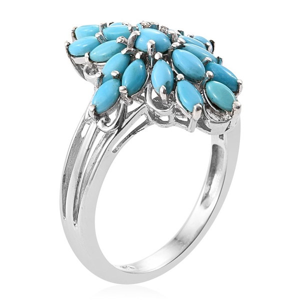 Arizona Sleeping Beauty Turquoise (Ovl) Ring in Platinum Overlay Sterling Silver 1.500 Ct.