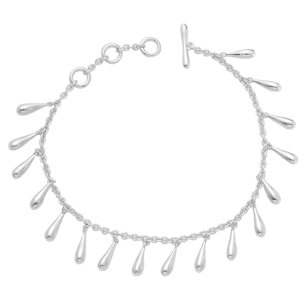 LucyQ Multi Drip Bracelet (Size 7 to 8 Inch) in Rhodium Plated Sterling Silver 12.88 Gms.