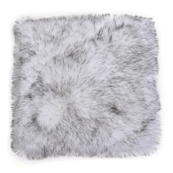 3 Piece Set - 100% Acrylic Faux Fur Rug (Size 120x86 Cm) with 2 Matching Cushion Covers (Size 43 Cm) - White & Black