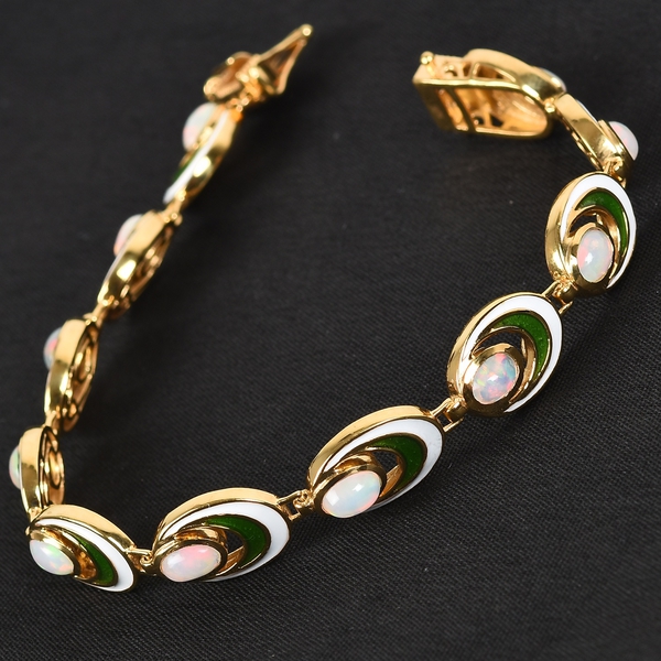 Ethiopian Welo Opal Bracelet (Size 7) in 14K Gold Overlay Sterling 3.25 Ct, Silver wt. 15.70 Gms