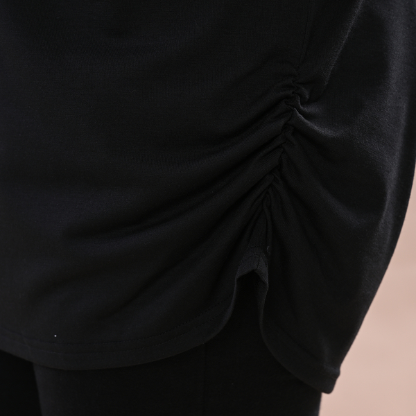 TAMSY V-Neck Knitted Drape Top (Size 10-18) - Black