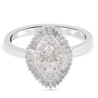 Diamond Cluster Ring (Size M) in Platinum Overlay Sterling Silver 0.47 Ct.