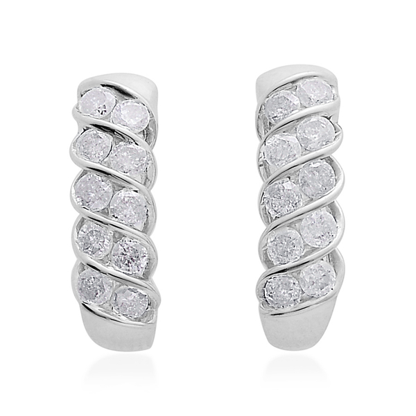 9K W Gold SGL Certified Diamond (Rnd) (I3/ G-H) Earrings (with Push Back) 1.000 Ct.