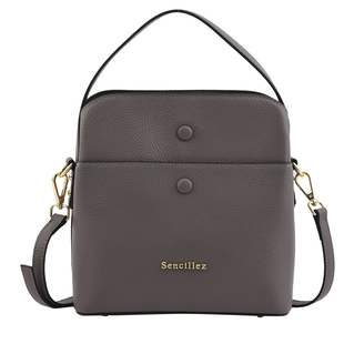 SENCILLEZ Genuine Leather Convertible Bag with Shoulder Strap - Black