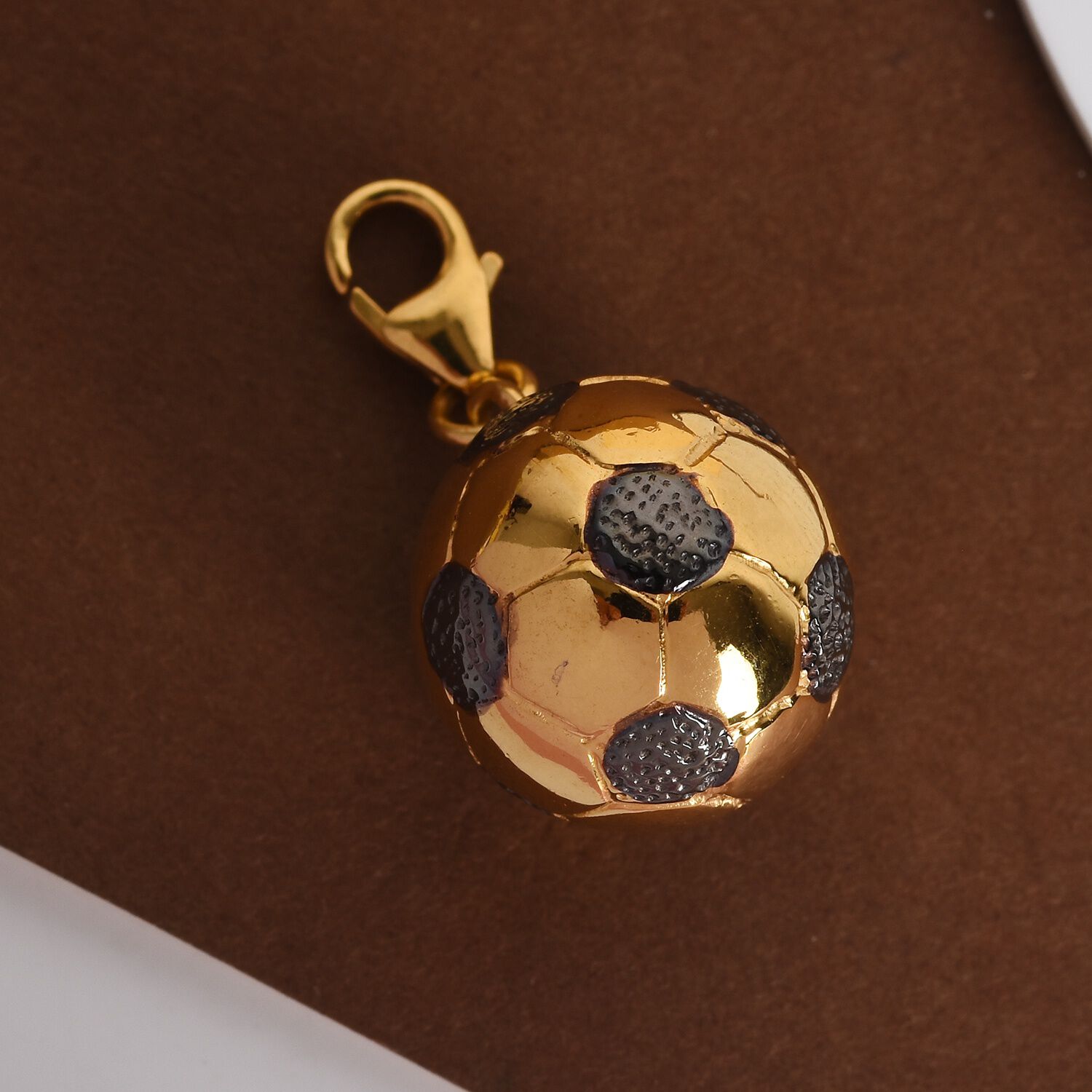 WEBEX- 14K Gold and Black Overlay Sterling Silver Football Charm, Silver wt 4.60 Gms