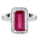 African Ruby (FF) and Diamond Ring in Platinum Overlay Sterling Silver 4.18 Ct.