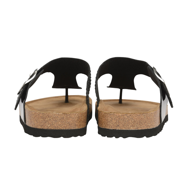 Dunlop Carmen Toe Post Flat Sandals (Size 5) - Black