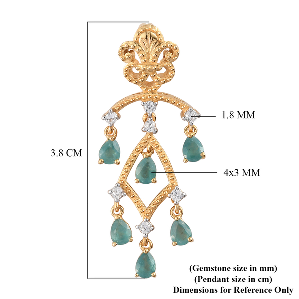Grandidierite and Natural Cambodian Zircon Pendant in 14K Gold Overlay Sterling Silver