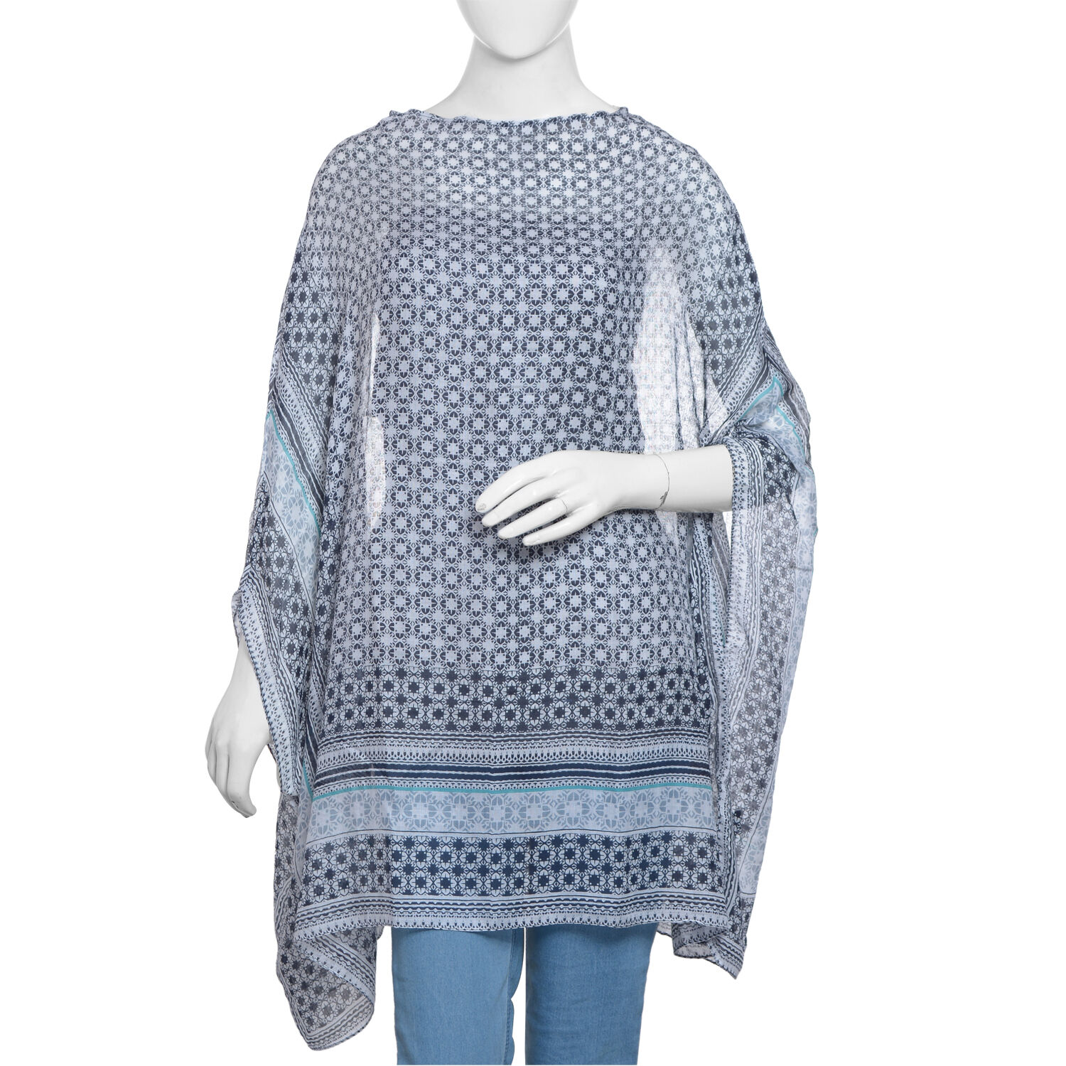 New for Season - Black and Multi Colour Damask Printed Kaftan (Size 80x70 Cm)