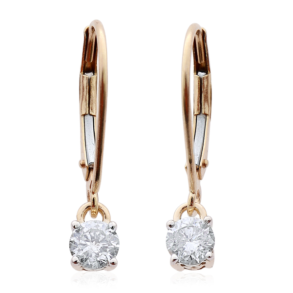 14K Y Gold SGL Certified Diamond (Rnd) (I2/G-H) Lever Back Earrings 0.500 Ct.