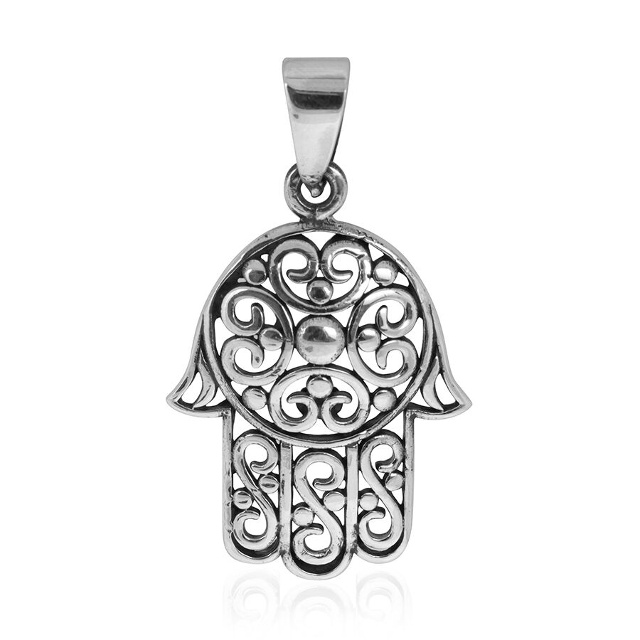 Thai Sterling Silver Hamsa Hand Pendant, Silver wt 5.40 Gms.