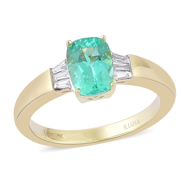 ILIANA 18K Yellow Gold AAA Boyaca Colombian Emerald (Cush 1.65 Ct), IGI Certified Diamond (SI/G-H) 1