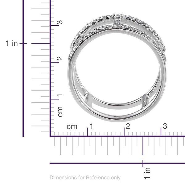Lustro Stella - Platinum Overlay Sterling Silver (Rnd) Ring Made with Finest CZ 0.585 Ct.